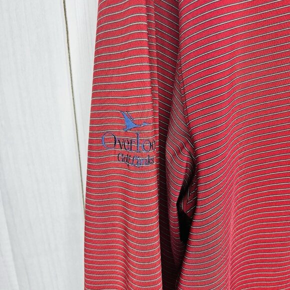 Nike Long Sleeve Polo Shirt Mens Sz XL Maroon Striped Fit Dry Stretch - Picture 5 of 9